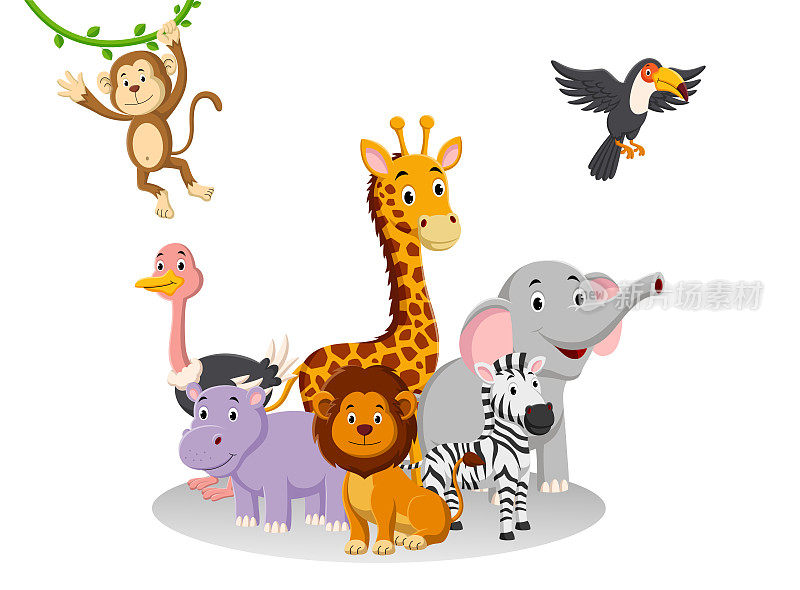 Cartoon collection animal in the jungle